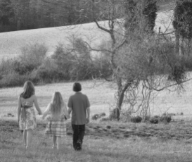 kids walking in field