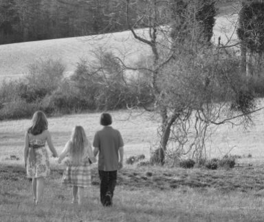 kids walking in field